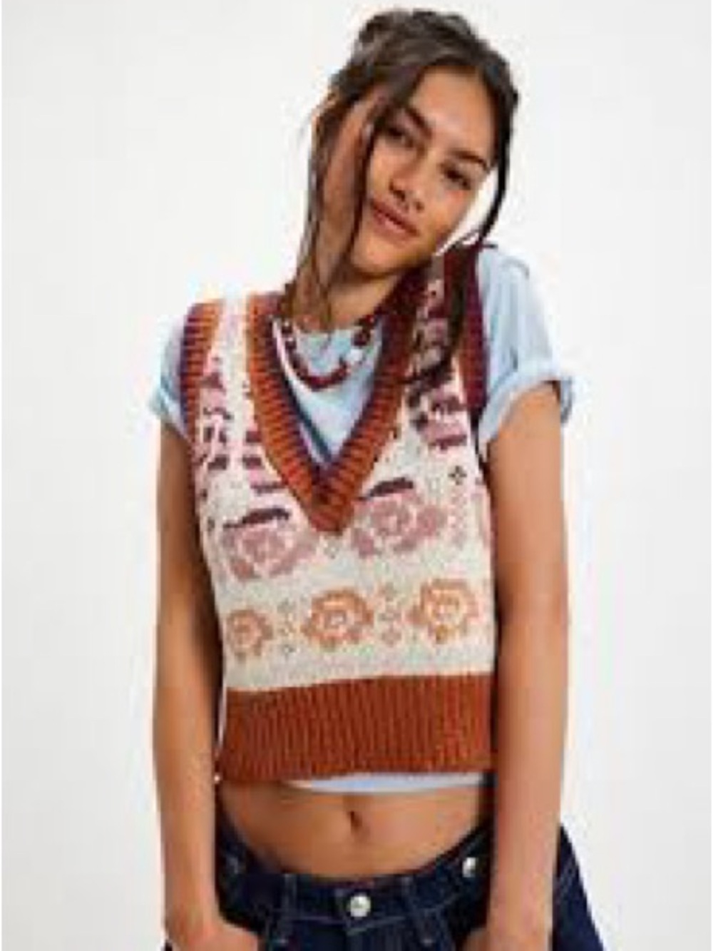 Free People Notes Of Rose Sweater Vest- XS